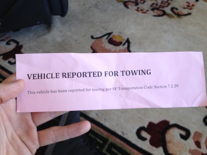 reported for towing